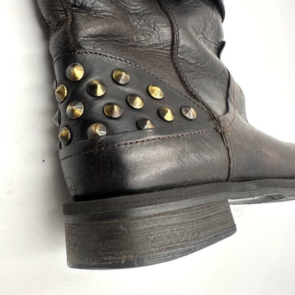 BOEMOS women’s biker Moto studded leather boots size 39 = 8 - Picture 9 of 13
